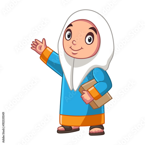 Cute happy muslim girl cartoon