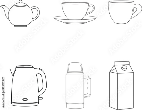 set of tea cups and teapot