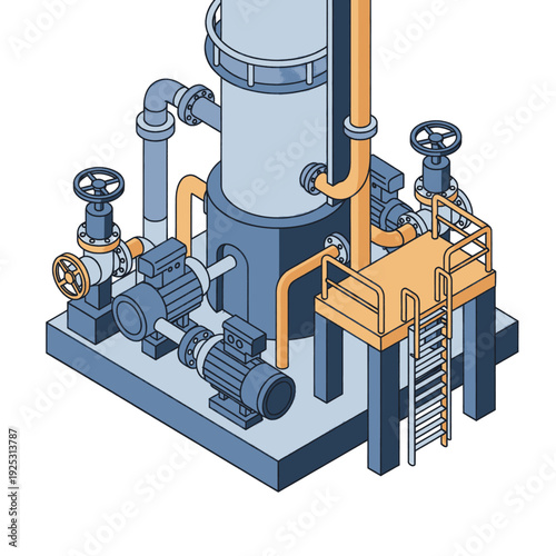 Industrial Pump System with Pipes and Valves.