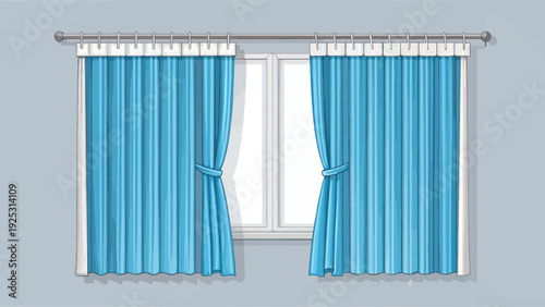 Blue Curtains Drawn Across a Window