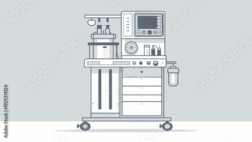 Anesthesia machine with ventilator in a medical setting