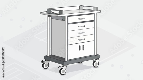 Medical Anesthesia Cart with Drawers and Wheels