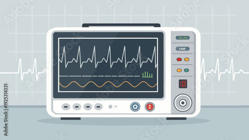 Medical Cardiac Monitor Displaying Heartbeat
