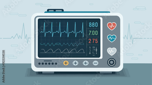 Medical Vital Signs Monitor Displaying Heartbeat