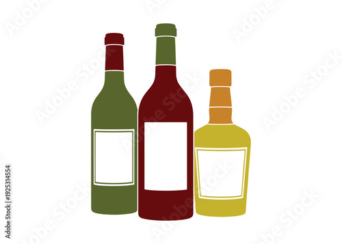 A wine bottle set mockup that includes a label. 3D vector illustration. Minimal cartoon style.

