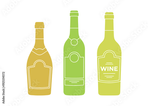 Mockup of a wine bottle set featuring a label. 3D vector graphic. Cartoonish minimalistic design.


