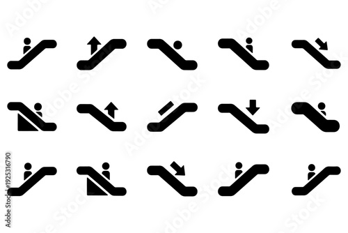 Escalator Icon Collection Flat Solid Simple Vector Design