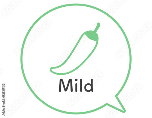 吹き出しと唐辛子の辛さレベルのイラスト　緑色