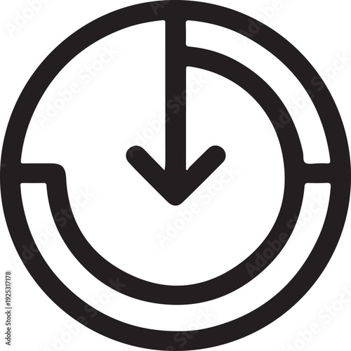 Downloading or syncing icon with circular arrows and downward arrow Vector