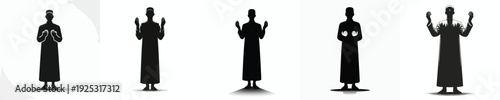 vector silhouette of a Muslim man standing praying front view