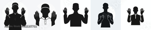 vector silhouette of a Muslim man gesture praying front view