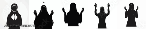 vector silhouette of a Muslim woman gesture praying front view