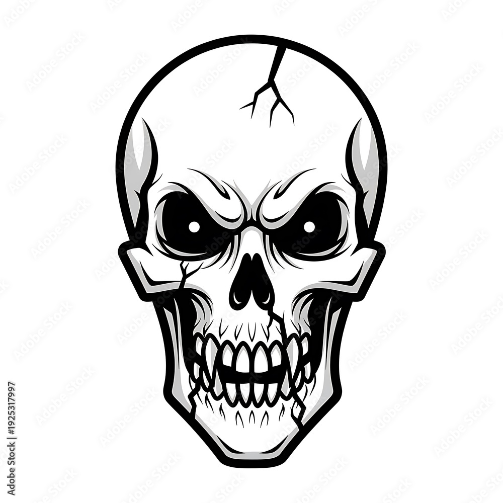 Fototapeta premium Black and White Skull Illustration Design.