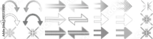 Arrow icon set. Halftone Arrow. Cursor. Black vector arrows icons. Collection different arrows sign. Modern simple arrows. Black arrow pointing to the right 