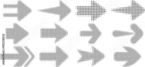 Arrow icon set. Halftone Arrow. Cursor. Black vector arrows icons. Collection different arrows sign. Modern simple arrows. Black arrow pointing to the right 