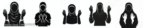 vector silhouette of a Muslim woman gesture praying front view
