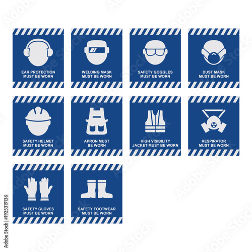 Workplace Safety Protection Equipment Icons
