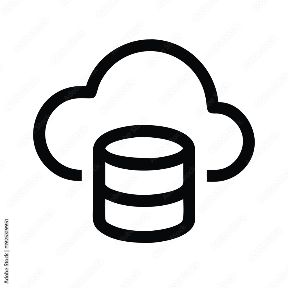 Obraz premium Cloud Database Storage Icon Minimalist Design Vector Illustration