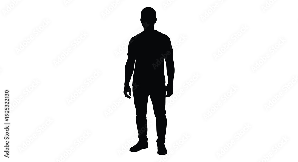 Fototapeta premium A stark full body depiction of a man standing forward presented as a classic black silhouette high quality professional