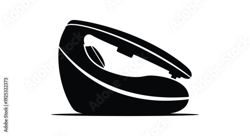 A striking black silhouette depicts a vintage rotary telephone angled dynamically against a white background silhouette high quality