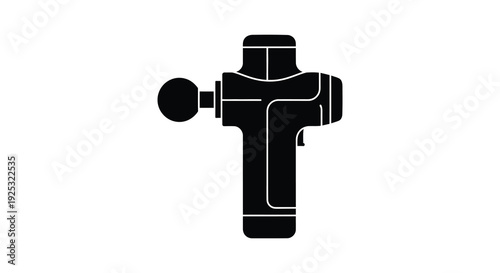 A minimalist black silhouette of a percussion massage gun a popular recovery tool is prominently displayed silhouette