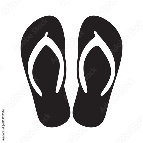 Flip-flops paired  abstract silhouette clip art logo design concept illustration 