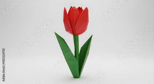 Wallpaper Mural A vivid red tulip standing elegantly against a neutral background Torontodigital.ca