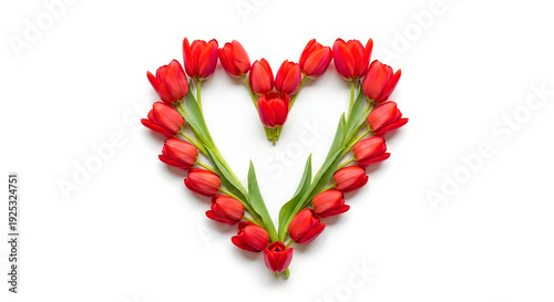 Wallpaper Mural A vibrant heart shape crafted from fresh red tulips and green stems. Torontodigital.ca