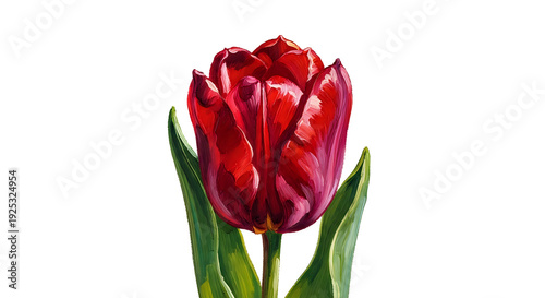 Wallpaper Mural A vibrant red tulip in full bloom against a stark white background Torontodigital.ca