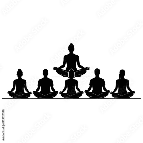 Group of People Meditating in Lotus Position.
