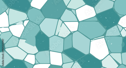 Cool blue abstract mosaic with irregular polygonal shapes and transparent background elements, modern geometric tiling pattern