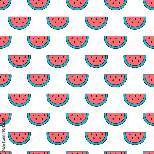 Slices of Refreshment Juicy Watermelon Pattern. This seamless design is ideal for use in digital and print media, including textiles, wallpapers, and stationery.