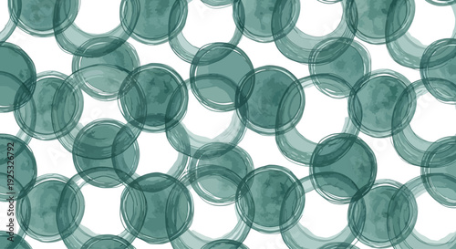 Soft watercolor circles pattern in teal and green tones on transparent background for delicate organic surface textures