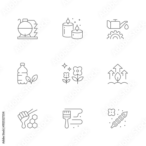 Set line icons of canola