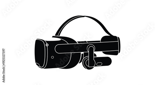A striking black silhouette depicts a modern virtual reality headset showcasing technological advancement and immersive experiences silhouette