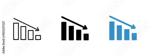 Bar Chart with Downward Arrow Icon Showing Negative Business Trend Vector