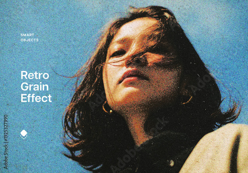 Retro Grain Print Photo Effect Mockup