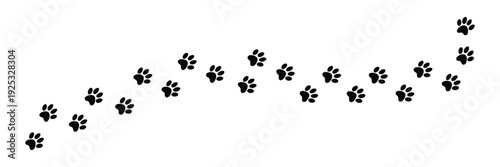 Paw Print of Dog, Cat Paw Print, Cat Walk Footprint, Dog Paw Vector Icon, Pet Foot Symbol, Animal Tracks Illustration.