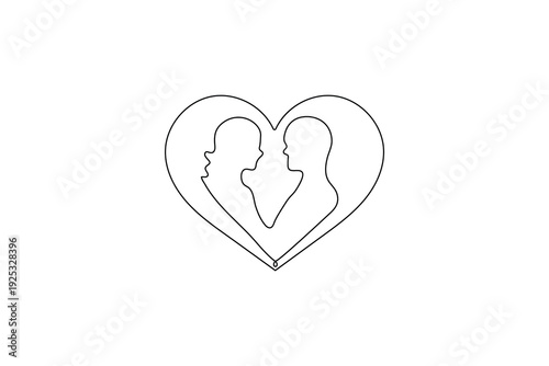 Hands forming heart shape in continuous one line drawing minimalist vector illustration
