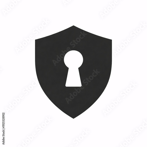 Shield Lock Icon Filled Access Control Protection Symbol Isolated on White Background