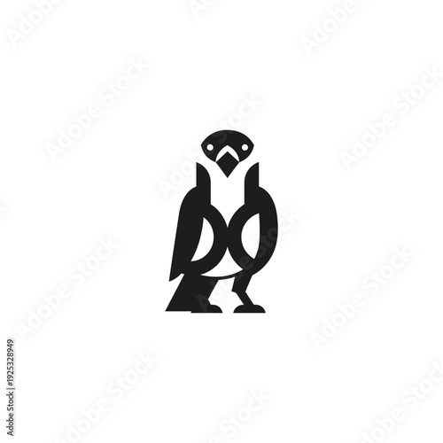 Simple black illustration of a penguin standing alone on a white background, viewed from the front