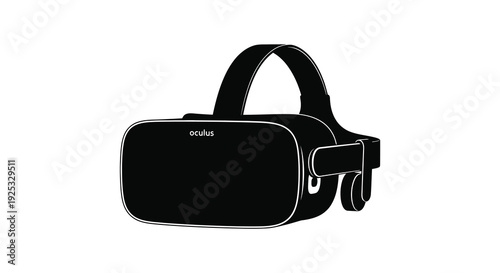 A stark black silhouette depicts a modern virtual reality headset showcasing innovative technology and immersive experiences silhouette