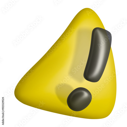 Bended yellow exclamation mark. It appears to be in motion conveying urgency or warning