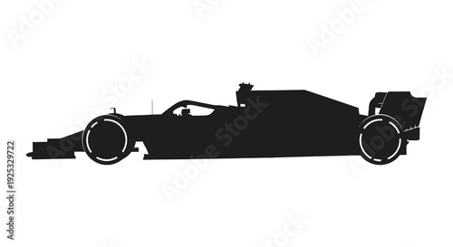 A sleek black formula one racing car is depicted in a striking side profile silhouette high quality professional