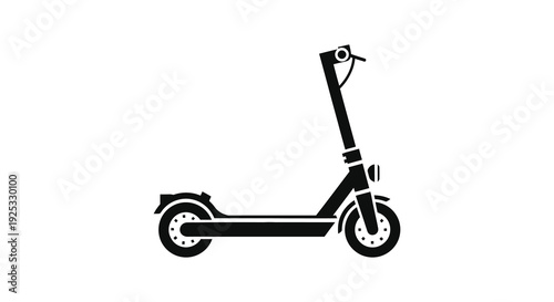 A striking black silhouette depicts a modern electric scooter highlighting its sleek design and urban mobility silhouette