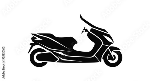 A striking black silhouette of a modern scooter showcasing its sleek design and dynamic form silhouette high quality