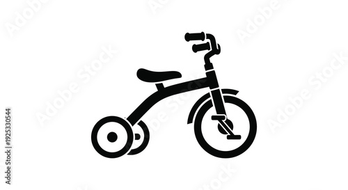A striking black silhouette depicts a classic tricycle showcasing its simple form and design silhouette high quality professional