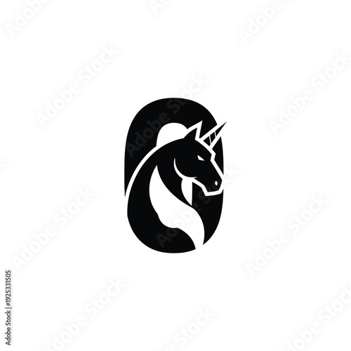 Mythical unicorn illustration in a simple, elegant design, depicted in a modern, minimalist style