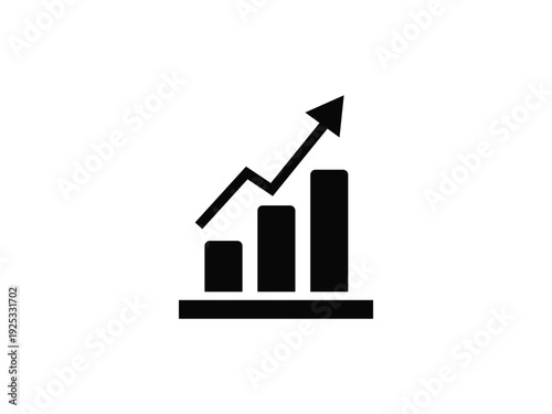 Simple bar graph with a sharp upward arrow and jagged line, indicating rapid growth and progress.