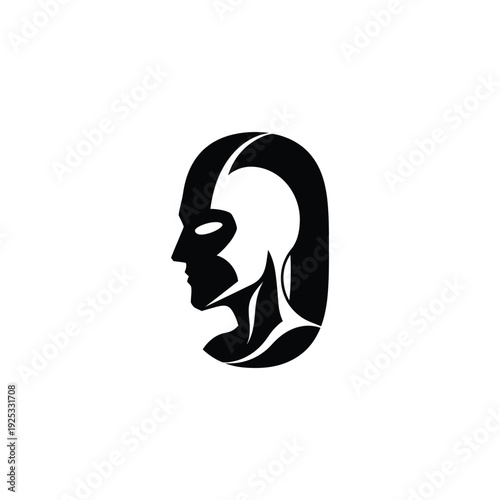 Silhouette of a person's head and shoulders viewed from the side with a white glow in the eye